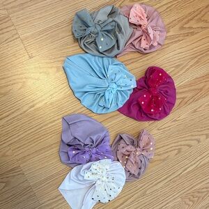 Kids Gold-Dotted Bow Turban - Multi Color Pack